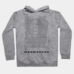 Map of Manhattan, NYC Minimalist Line Drawing Hoodie